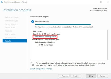 Begin the initial configuration of DHCP