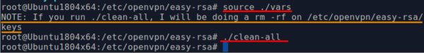 Screenshot 3: Configuração do OpenVPN no Ubuntu - ./clean-all