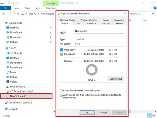 Adicionando um volume e criando partições no Windows