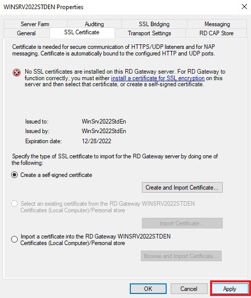 Apply a new certificate