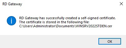 Created certificate