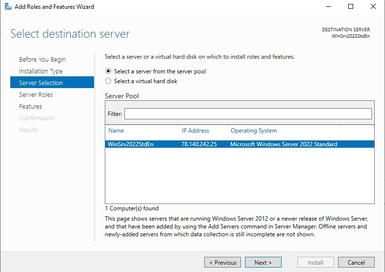 Select a server