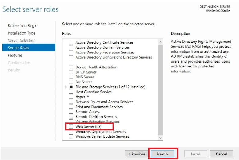 Choosing web server IIS