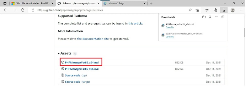 Baixando o IIS Manager para PHP