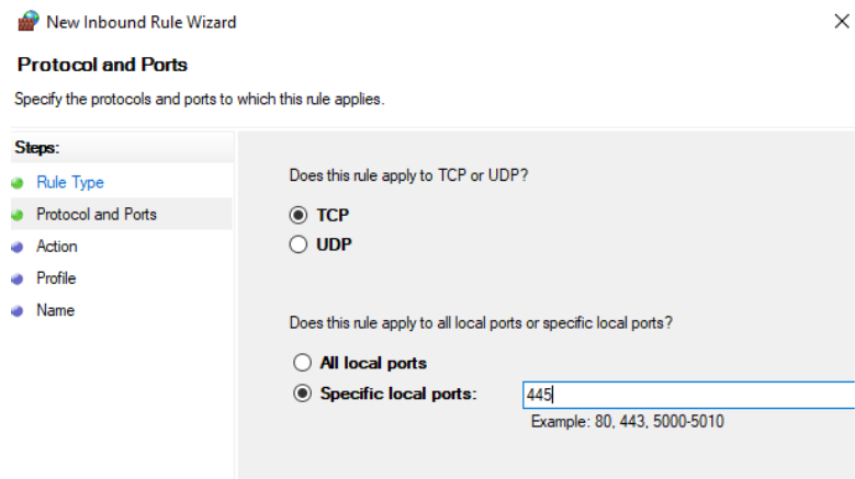 Firewall block port