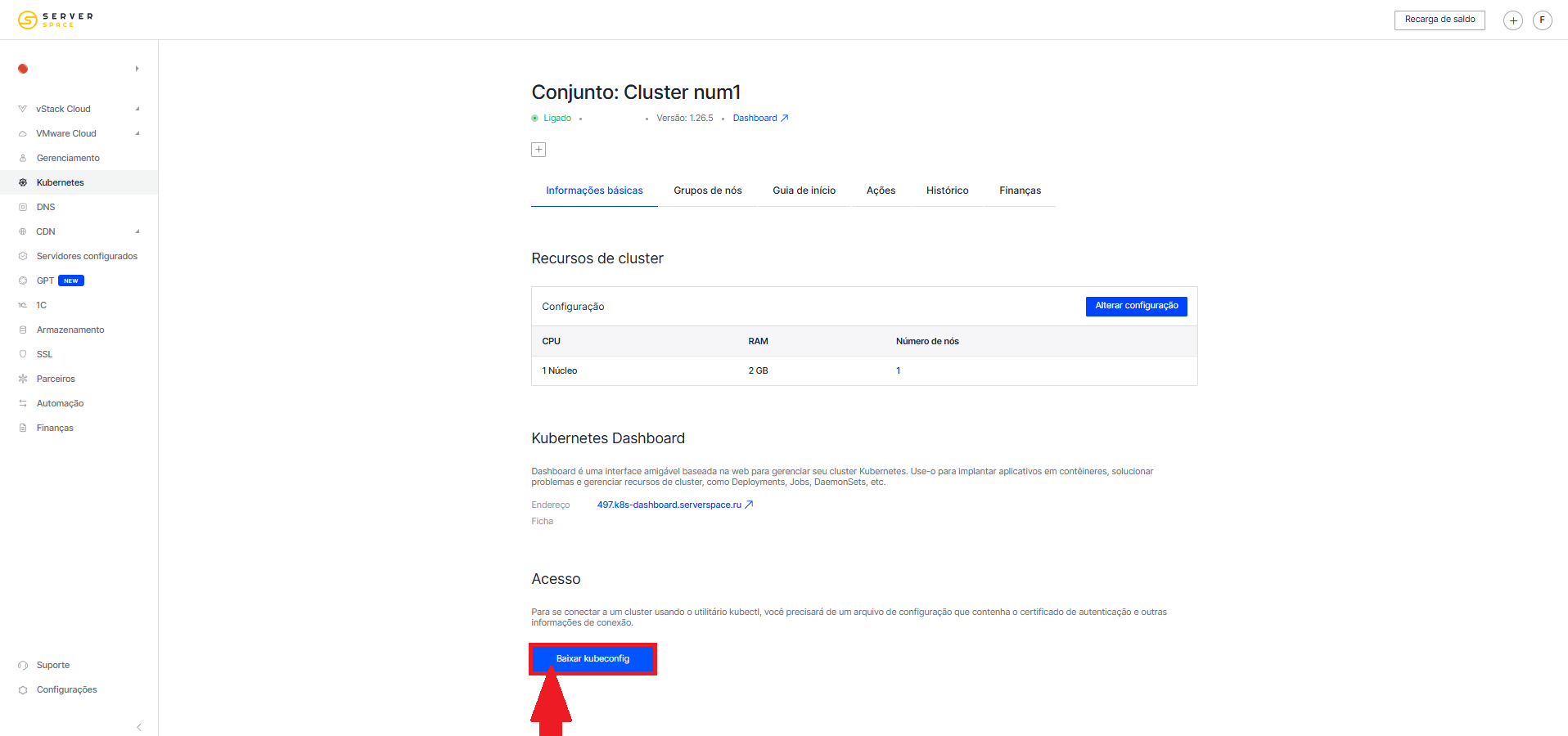 Downloading kubeconfig br