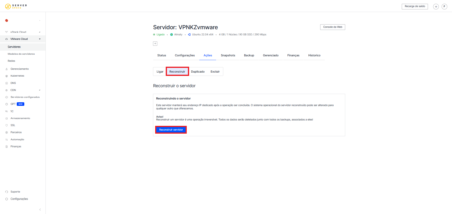 Reconstruct a server